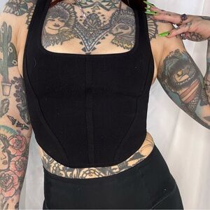 Babaton Black Ribbed Women's Top